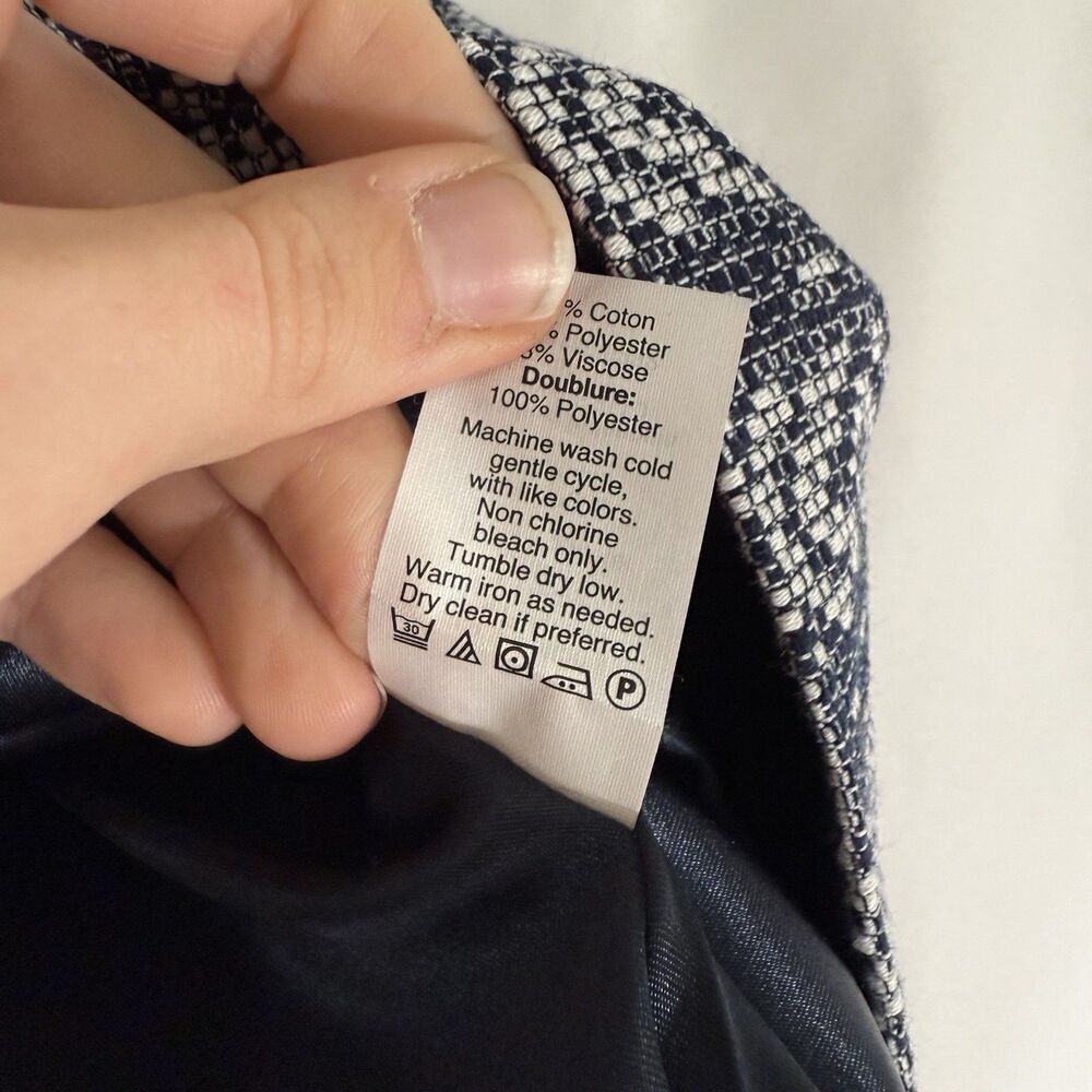 J Crew Mini Skirt Women's 4 Blue WHite Knit Zip Back Lined Cotton Blend - Picture 6 of 10